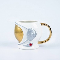 Madou 550ml Tasse en céramique de porcelaine fine en forme de casque d'astronaute 3D créatif - Grande capacité, cadeau d'affaires pour la rentrée scolaire, vente en gros