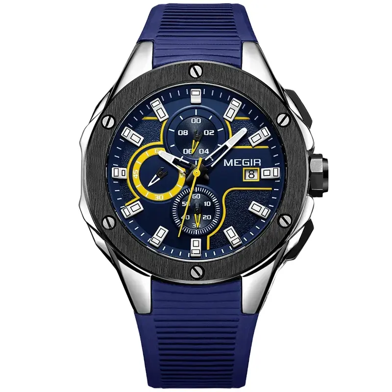 MEGIR Handgelenk Silikon band Sport Chronograph Quarzuhren Männer Wasserdicht Leuchtend Geschenk Armbanduhr Hot Sale Produkte