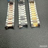 Bracelet de montre en métal 904L, extrémité incurvée de 19mm, en acier inoxydable massif, Bracelet de montre President pour bracelet omega Haima 150 220
