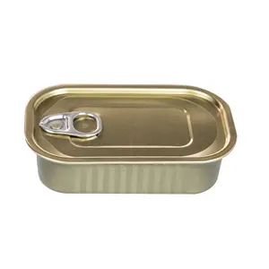 Boîtes en étain forme de thon vide de 125g avec anneau métallique, emballage en fer blanc rond, 2 pièces