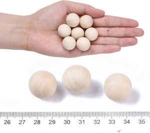 Cuentas de Madera Pulida Personalizables DIY, Bolas de Madera Pequeñas para Tallar, Joyería Hecha a Mano, Arte Popular - Product Image 2