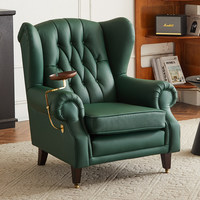Fauteuil individuel de style américain, chaise Tigre haut de gamme, design rétro, écologique, durable, en cuir véritable, avec plateau et roulettes