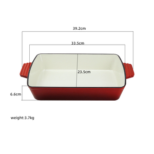 Plat à rôtir en <span class=keywords><strong>fonte</strong></span> <span class=keywords><strong>émaillée</strong></span> personnalisé de 33 cm, épaisseur 7 cm, forme rectangulaire, compatible four, gaz et induction - Product Image 4