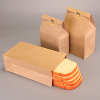 Sacs alimentaires en papier kraft à fond carré pour plats à emporter, barbecue et pain, anti-graisse, écologiques, impression à l'encre