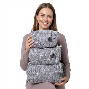 Estuche de Lujo con Cierre de Cremallera de Algodón Ecológico - Tamaños Grande, Mediano y Pequeño, Diseño Acolchado, Estampado a Mano, Organizador de Cosméticos de Viaje para Mujer - Product Image 1