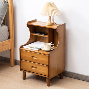 Solid Wood Nightstand With Drawers And <b>Shelves</b> Modern Minimalist Bedroom Storage Cabinet For Master <b>Bedside</b> Use - Product Image 1