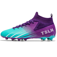 Nouvelles chaussures de football à tige haute, tissées, antidérapantes, à crampons longs AG/FG pour hommes, entraînement en extérieur