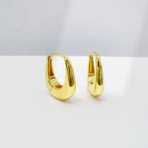 Pendientes de aro de plata de ley 925 con circonita, sencillos y elegantes, chapados en oro de 18k y 14k, gruesos, a la moda para mujer, novedad 2026 - Product Image 2