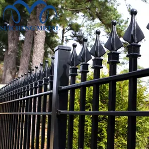 Hot Sale Water-proof Steel Picket Fence Sale Easily Assembled Steel Wrought Iron Outdoor Black Garden Steel Fence