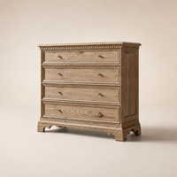 Commode de rangement à 4 tiroirs en chêne massif, style palais moderne, artisanale et modulaire, pour chambre principale de villa de luxe