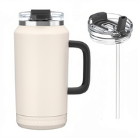 Vasos Térmicos de 64oz con Recubrimiento en Polvo de Marca OEM, Venta al por Mayor de Fábrica, Elegantes Tazas de Café sin Plomo con Asa y Pajita