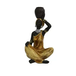 Venda quente resina artesanato estatueta tribal home decor África mulher negra