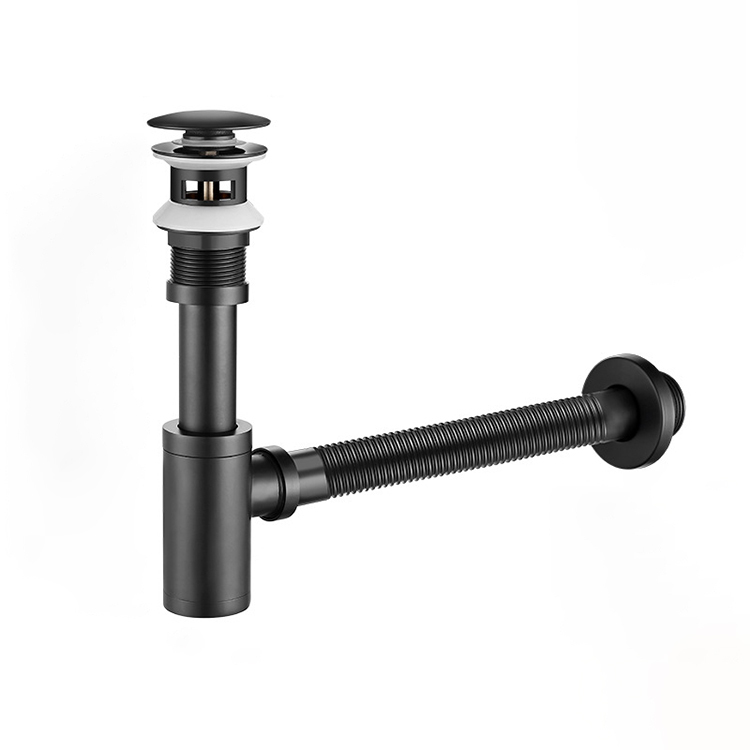 Tubo corrugado negro mate con rebosadero.