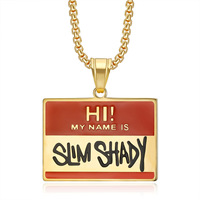 Collier pendentif en acier inoxydable étanche Hiphop Eminem My Name Is Slim Shady pour hommes et femmes, bijoux tendance