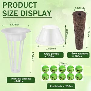 Vườn hạt giống Pods hydroponic Pods Kit 160pcs 40 phát triển giỏ 40 phát triển bọt biển 40 Pod nhãn 40 phát triển mái vòm - Product Image 2