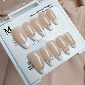 Faux ongles français faits à la main, courts, en amande, en acrylique, fournisseur en gros - Product Image 2