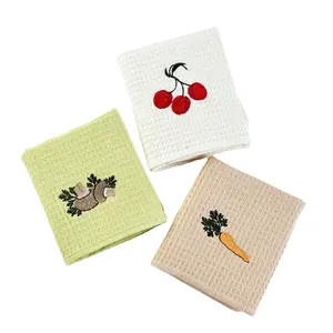 Embroidery Kitchen Tea Towel LOGO Custom Custom pattern cotton linen dish towel set Gift hand towel