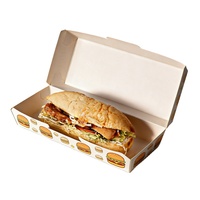 Boîtes à hamburgers personnalisées en carton blanc de qualité alimentaire, écologiques, biodégradables, avec logo en feuille d'or, finition brillante