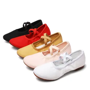 Filles Femmes Toile Pratique Ballet Chaussures 2cm talon Enseignants Chaussures de Danse