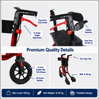 Déambulateur pliant avec siège et sac de courses, poignées réglables, freins à main, pour personnes âgées, usage domestique