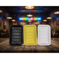 Assiettes jetables carrées et rectangulaires noires, jaunes, rouges et blanches pour plats à emporter, compatibles micro-ondes, en plastique, pour la vente en gros