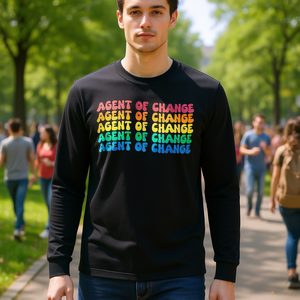 T-shirt a maniche lunghe Agent Of Change con design accattivante, abbigliamento promozionale - Product Image 3