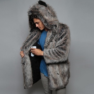 Vente en gros sur mesure Manteau <span class=keywords><strong>court</strong></span> en fausse fourrure pour hommes avec capuche épaisse et chaude Manteaux d'hiver Trenchs et Parkas Vêtements d'extérieur tissés - Product Image 2