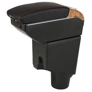Boîte d'accoudoir de <span class=keywords><strong>voiture</strong></span> <span class=keywords><strong>en</strong></span> cuir PU noir pour Toyota pour Yaris 2018-2022 7 glissière de conception USB et accessoires intérieurs <span class=keywords><strong>en</strong></span> <span class=keywords><strong>bois</strong></span> à double couche - Product Image 1