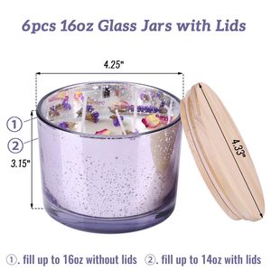 Frascos de velas de vidrio moteado púrpura de 16oz para hacer velas, recipientes para contener velas de cera DIY - Product Image 2