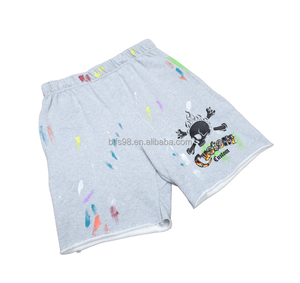 Pantalones Cortos de Algodón para Hombre con Estampado Personalizado de Calaveras, Cintura Elástica, Casuales, Transpirables, Gris Azul - Product Image 4