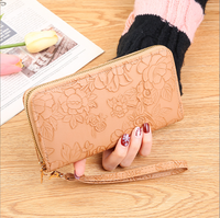 Dompet kulit Pu wanita, dompet kulit Pu kapasitas besar panjang modis