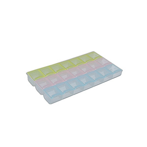 Portable Pill Storage Box 3 Rows 7 Days 21 Compartments Rainbow Colored With Diamond Inserts Customizable Daily Use - Product Image 4