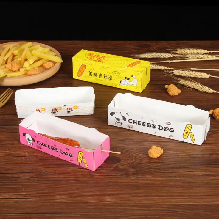 Ambiente-Friendly hotdog kraft di carta vassoi di cibo con il marchio