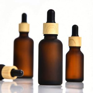 5ml 10ml 15ml 20ml 30ml <b>50ml</b> Frosted Bamboo Wood Cover Essential Oil <b>Bottle</b> Dropper Liquid <b>Glass</b> Portable Cosmetic Packaging - Product Image 3