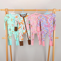 Pyjama en bambou imprimé personnalisé pour Noël, combinaison douce et respirante pour anniversaire, vêtement une pièce en coton avec fermeture éclair pour bébé