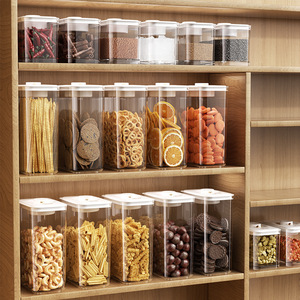Vacuum Sealed Food Grade Storage <b>Jars</b> Rectangle L Plastic Lid For Grains Noodles <b>Spices</b> Snacks Dried Tangerine Peel - Product Image 5