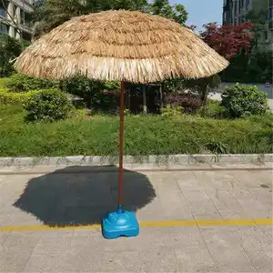 2021热卖木质彩色铝杆带转向沙滩伞草伞