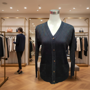 Cardigan Lavorato a <span class=keywords><strong>Maglia</strong></span> con Glitter per Donna di Mezza Età, Manica Lunga, con Tasche, per Primavera ed Estate - Product Image 2