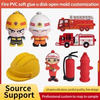 Bombero 3D forma Logo Pvc dibujos animados USB 64Mb 128Mb 256Mb 512Mb Pen Drive 8Gb Pendrive 16Gb Memory Stick personalizado Usb Flash Drive