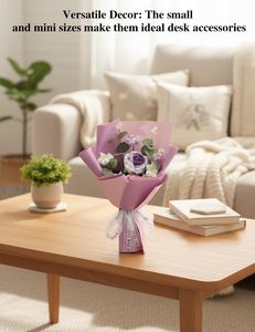 Bouquet de fleurs au crochet délicat fait main, tournesols tricotés, tulipes artificielles, roses, cadeaux d'anniversaire, décoration intérieure, bleu - Product Image 4