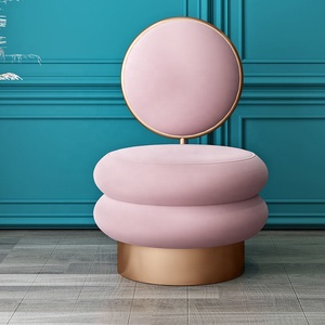 Nordic Light Luxury Makeup Ottoman Chairs <strong>Bedroom</strong> Vanity Table <strong>Stools</strong> Simple Metal Frame Makeup Chairs - Product Image 2