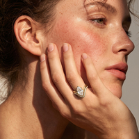 Bague empilable en argent sterling 925 RINNTIN SMOR34 avec moissanite, forme en V, pavé de moissanite couleur D VVS, bijoux étincelants pour femmes