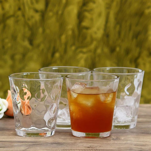 Verre Highball Moderne Transparent à Double Texture, Motif Géométrique Triangulaire 3D sur la Demi-Partie Supérieure avec Côtes Verticales, Compatible Lave-Vaisselle, Idéal pour les Fêtes - Product Image 2