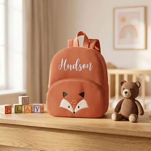 Customized Name Toddler Backpack Cartoon <b>Bear</b> Corduroy Large Capacity Backpack Embroidered Name Backpack Plush Bag - Product Image 1