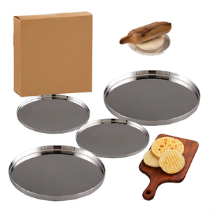Bandeja Redonda para Hornear de Acero Inoxidable de Grado Alimenticio, Bandeja Metálica Resistente con Superficie de Espejo para Hornear Pasteles y Pizzas - Product Image 3