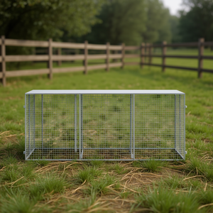 Grande Gabbia per Polli in Acciaio Zincato, Gabbia per Animali Domestici da Esterno, Resistente, Rettangolare, Grigia - Product Image 2