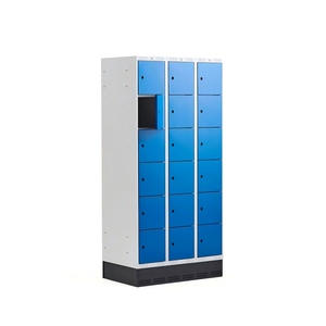 Armoire en acier avec socle, 18 petites portes, en métal, pour salle de sport, école, rangement - Product Image 1