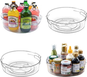 Organisateur de rangement en plastique manipulé Porte-épices de cuisine rotatif plateau tournant 360 degrés Lazy Susan pour le rangement des armoires de cuisine - Product Image 1
