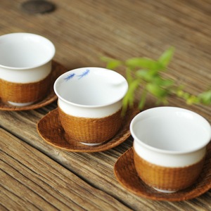 Handmade Bamboo Rattan Fruit Plate Checkered Pattern <b>Tea</b> <b>Tray</b> Kung Fu <b>Tea</b> Set Accessory Residential Use - Product Image 4