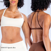 NCLAGEN Soutien-gorge de sport à double bretelle pour femme, dos en forme de V, séchage rapide, respirant, col carré, pour yoga en plein air, gym, fitness